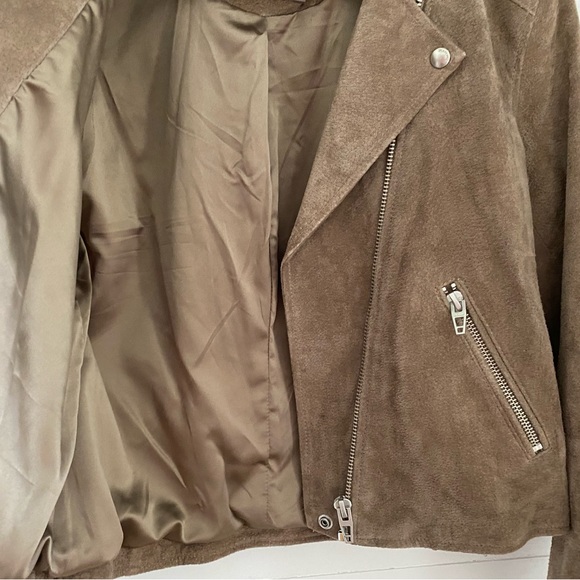 BlankNyc Soft Tan Next Level Suede Leather Biker Jacket Womens L - Picture 2 of 7